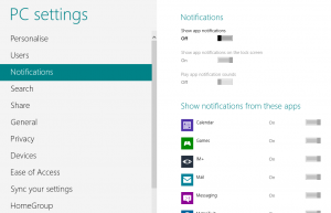 How To Enable Turn On Disable Turn Off Notifications In Windows 8